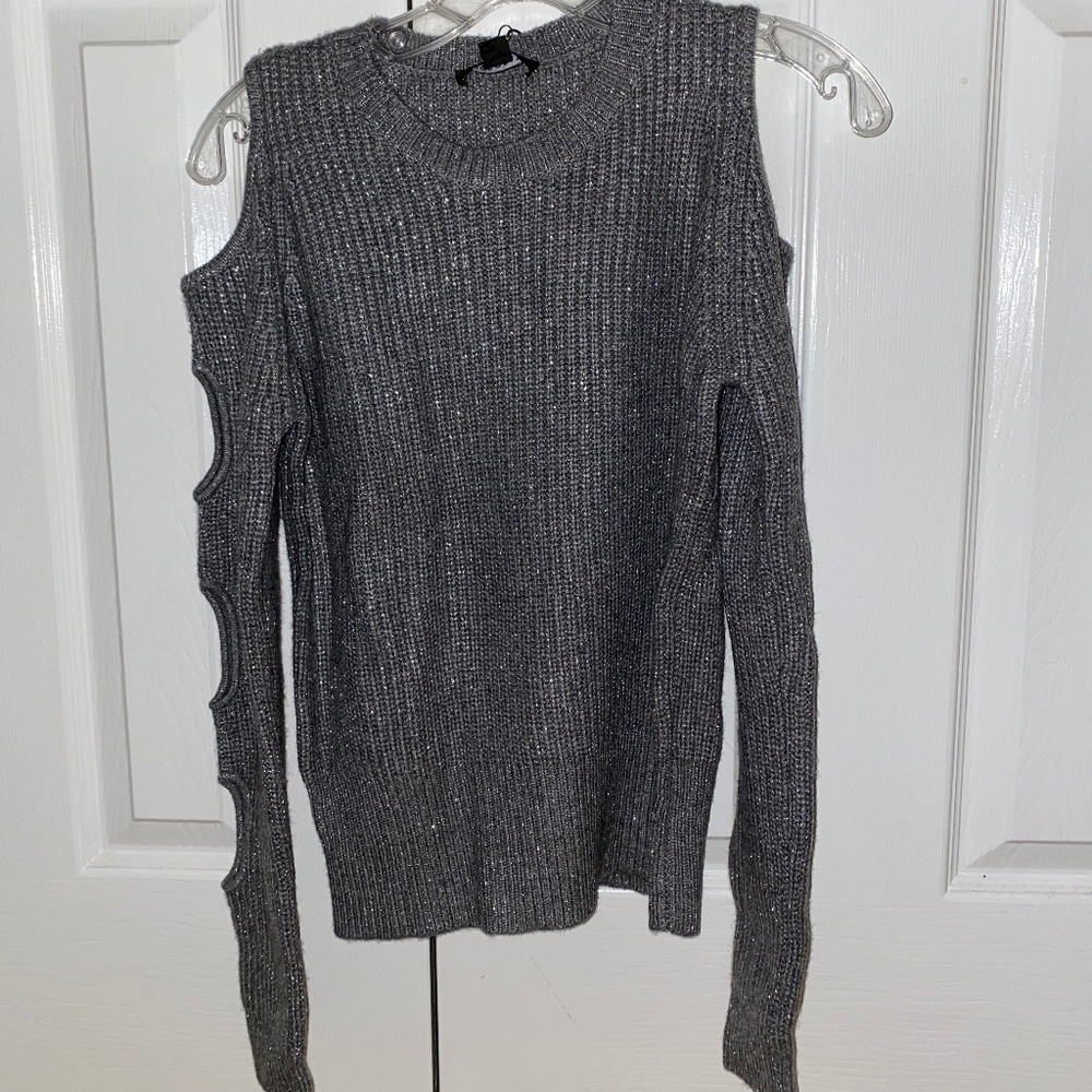 ACROBAT Grey Shimmer Arm Cut Out Sweater